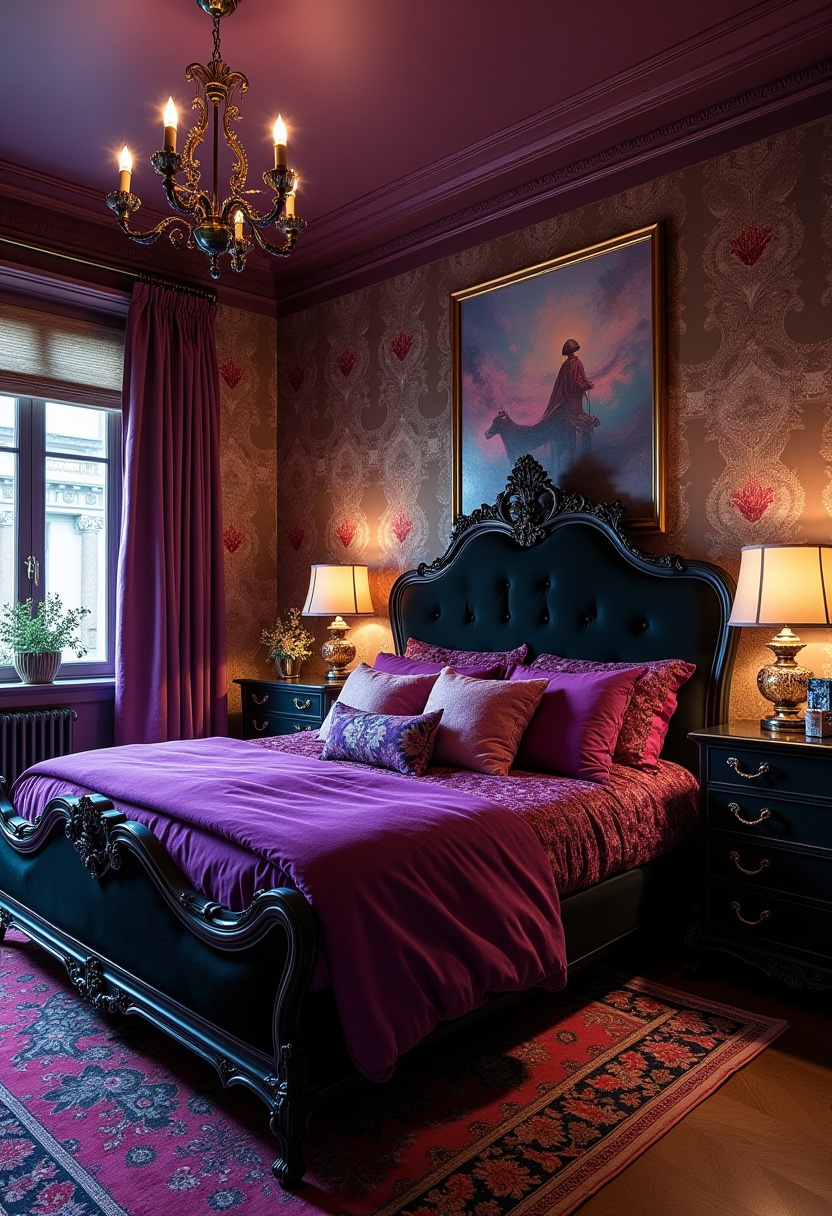 Black And Purple Bedroom Ideas 29