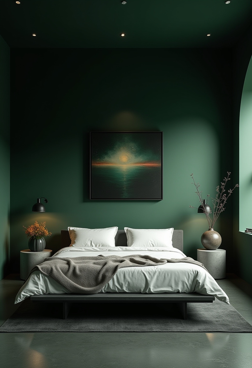 Dark Green Aesthetic Bedroom 11