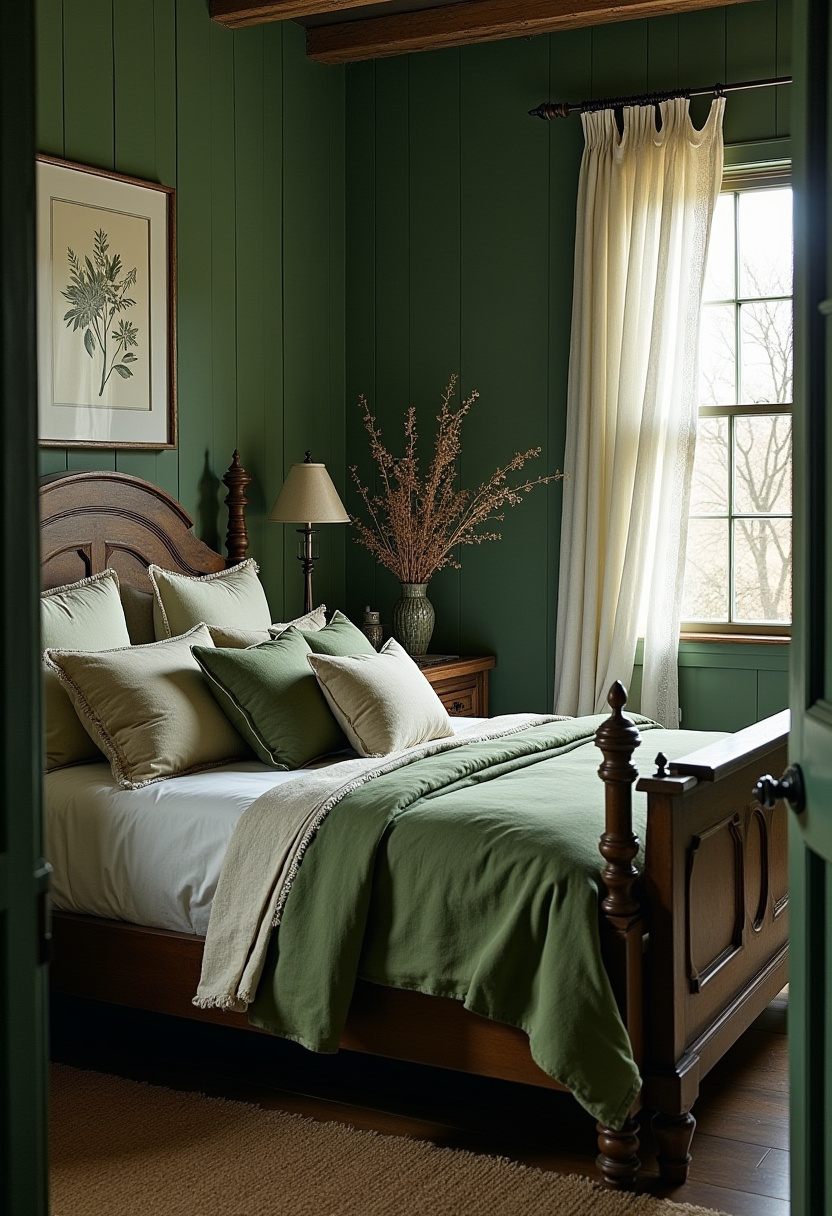 Dark Green Aesthetic Bedroom 14