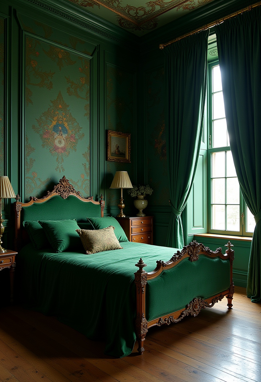 Dark Green Aesthetic Bedroom 16