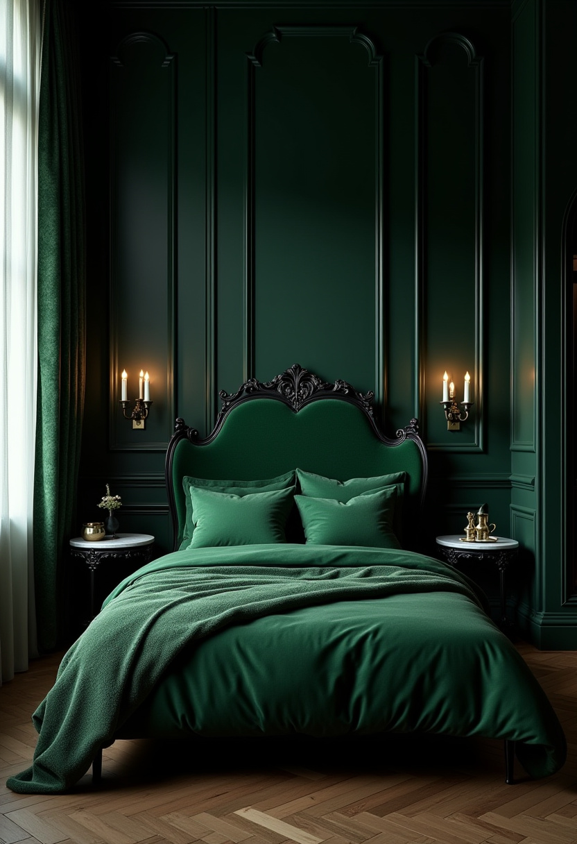Dark Green And Black Bedroom 1