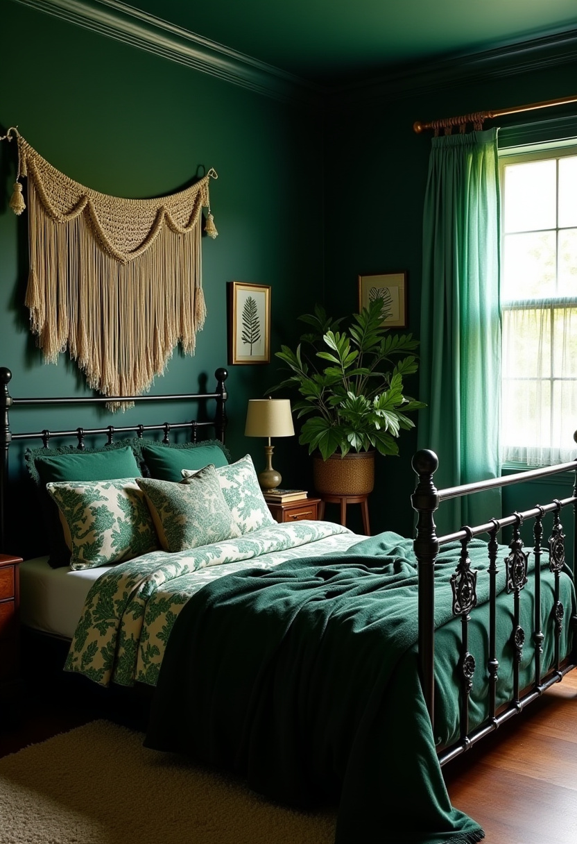 Dark Green And Black Bedroom 11