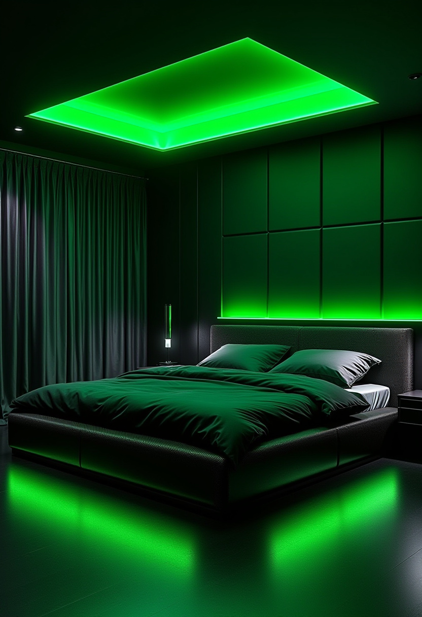 Dark Green And Black Bedroom 12