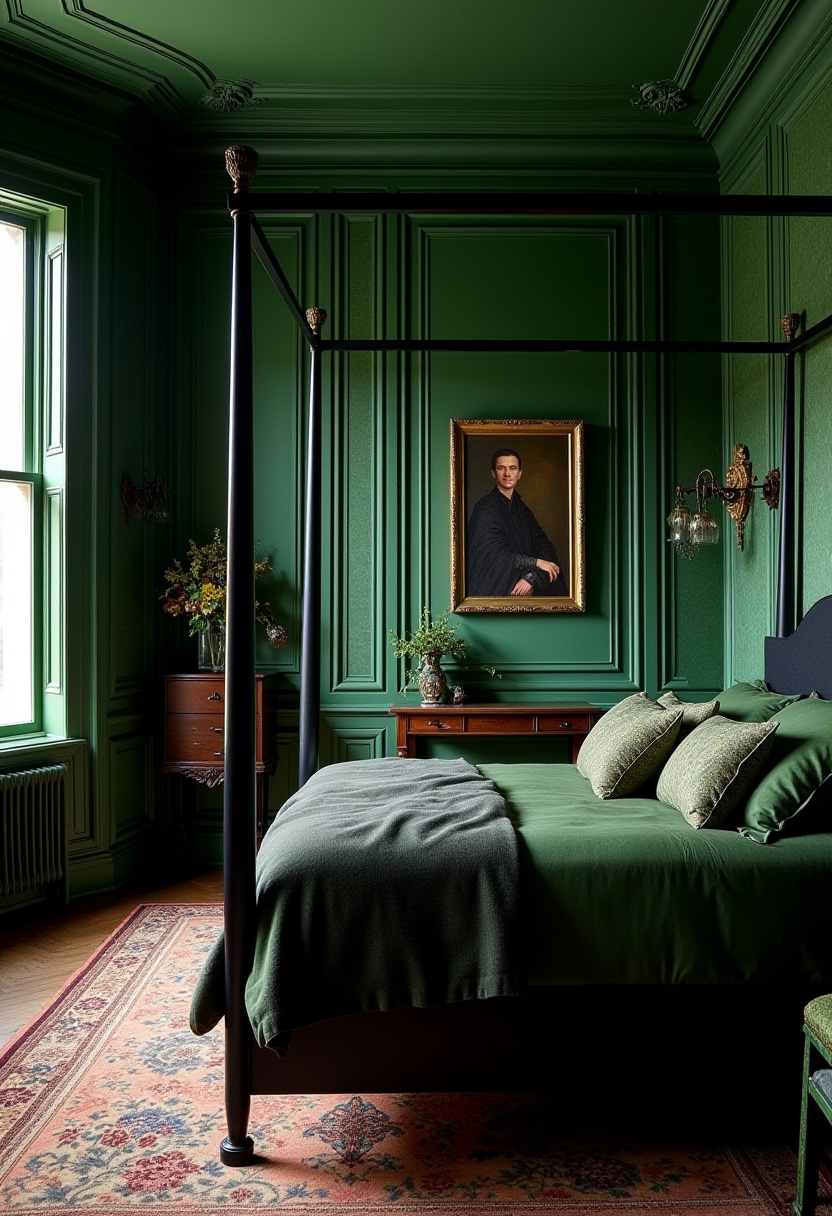 Dark Green And Black Bedroom 13