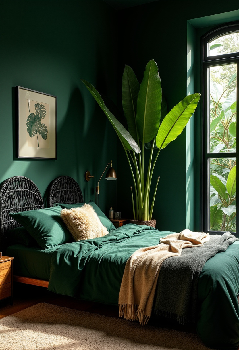 Dark Green And Black Bedroom 14