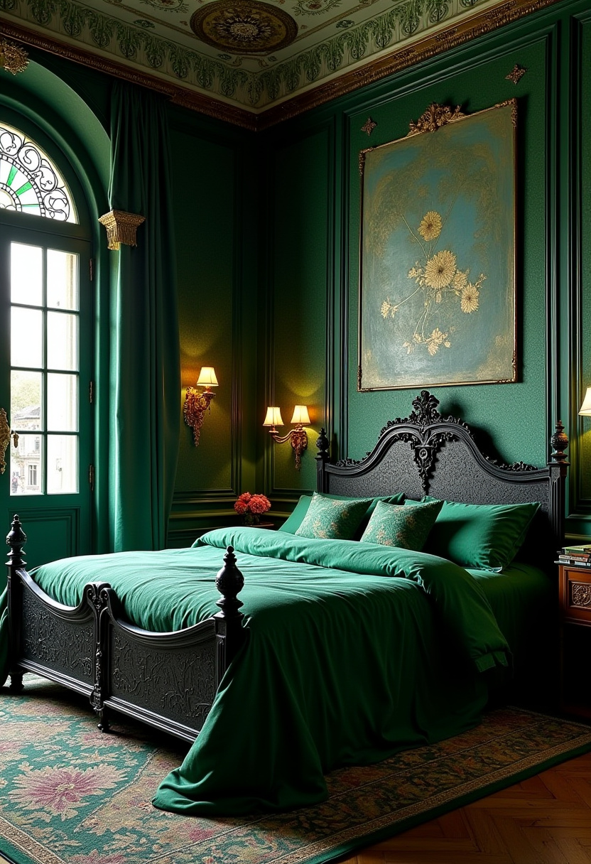 Dark Green And Black Bedroom 15