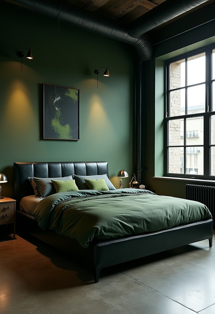 Dark Green And Black Bedroom 16