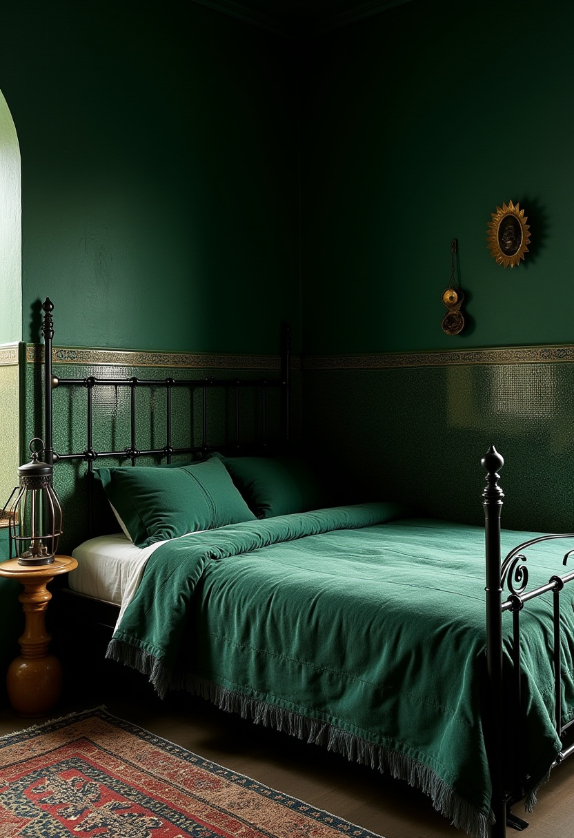 Dark Green And Black Bedroom 18