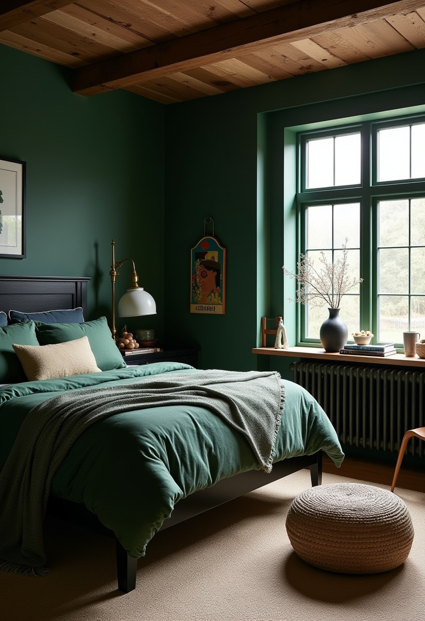 Dark Green And Black Bedroom 19