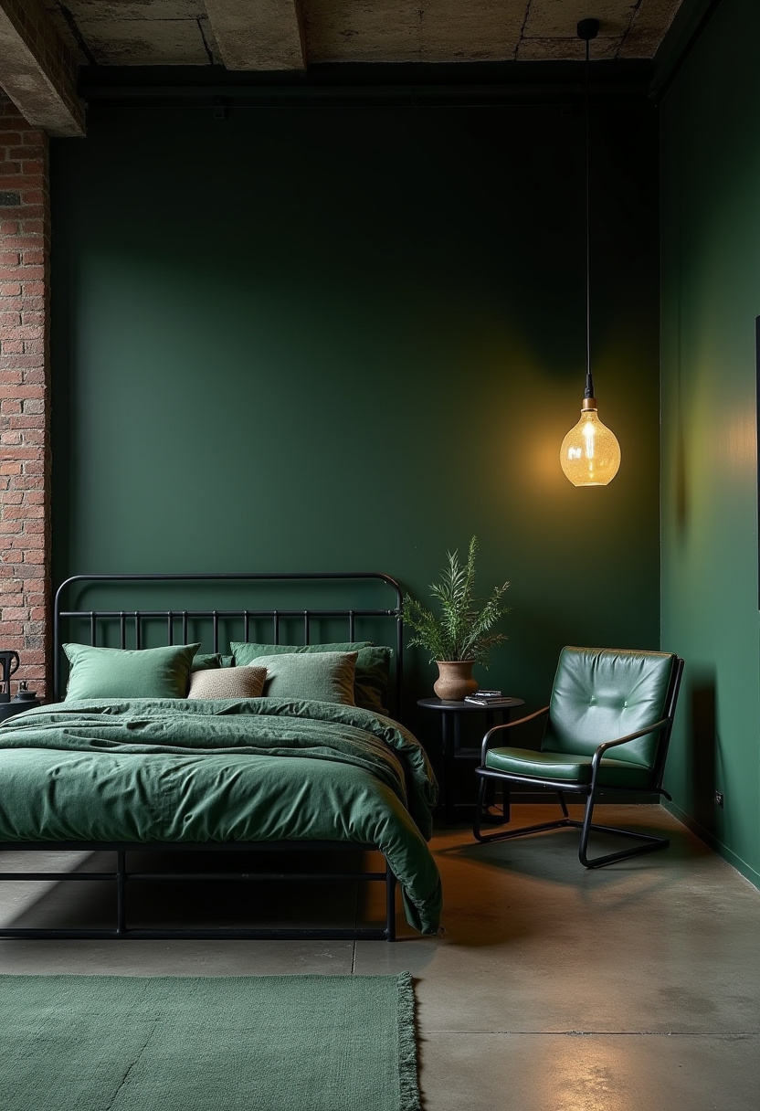 Dark Green And Black Bedroom 2