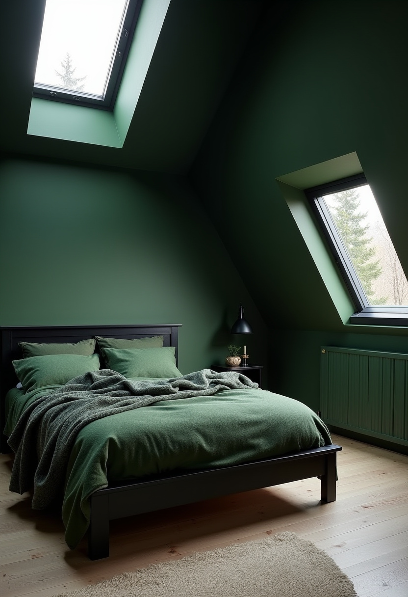 Dark Green And Black Bedroom 20