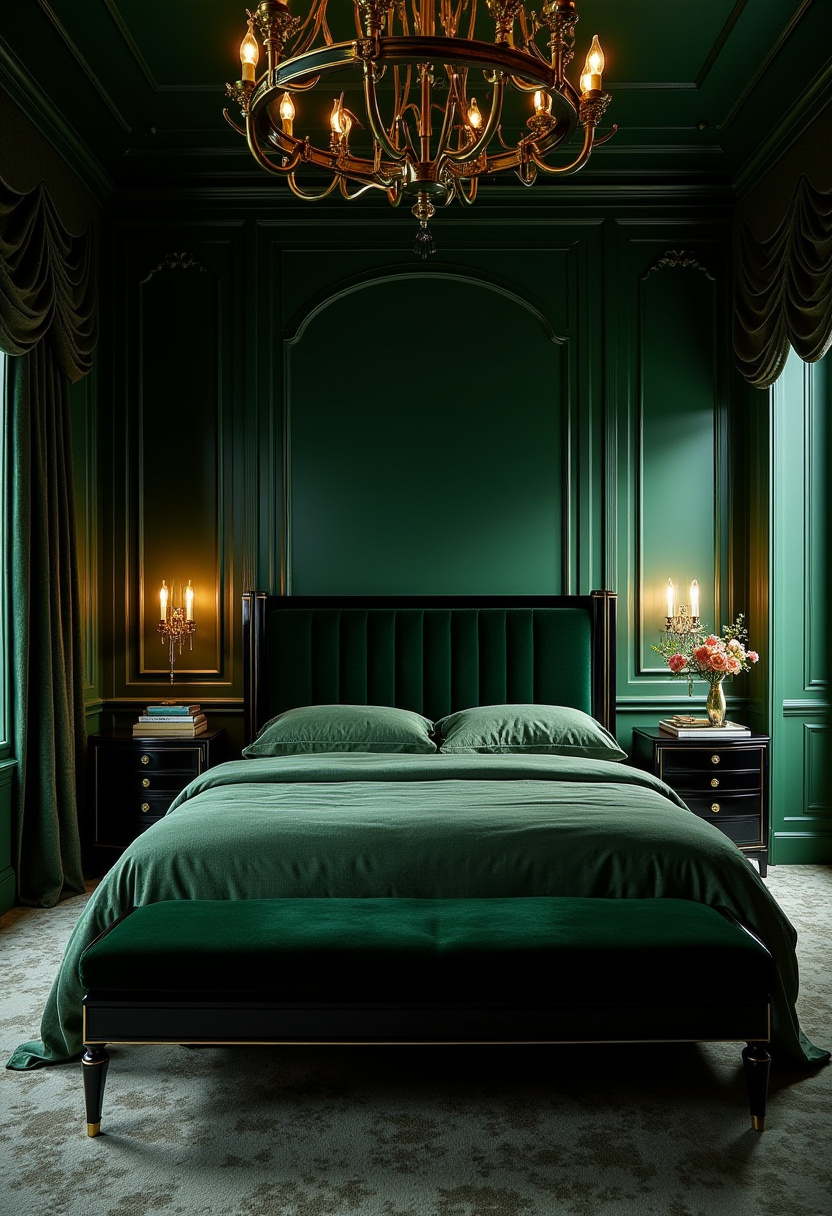 Dark Green And Black Bedroom 21