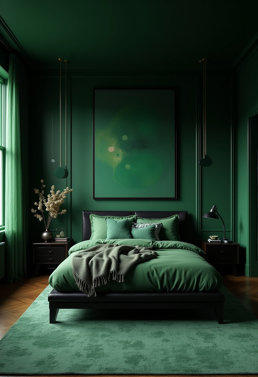 Dark Green And Black Bedroom 22