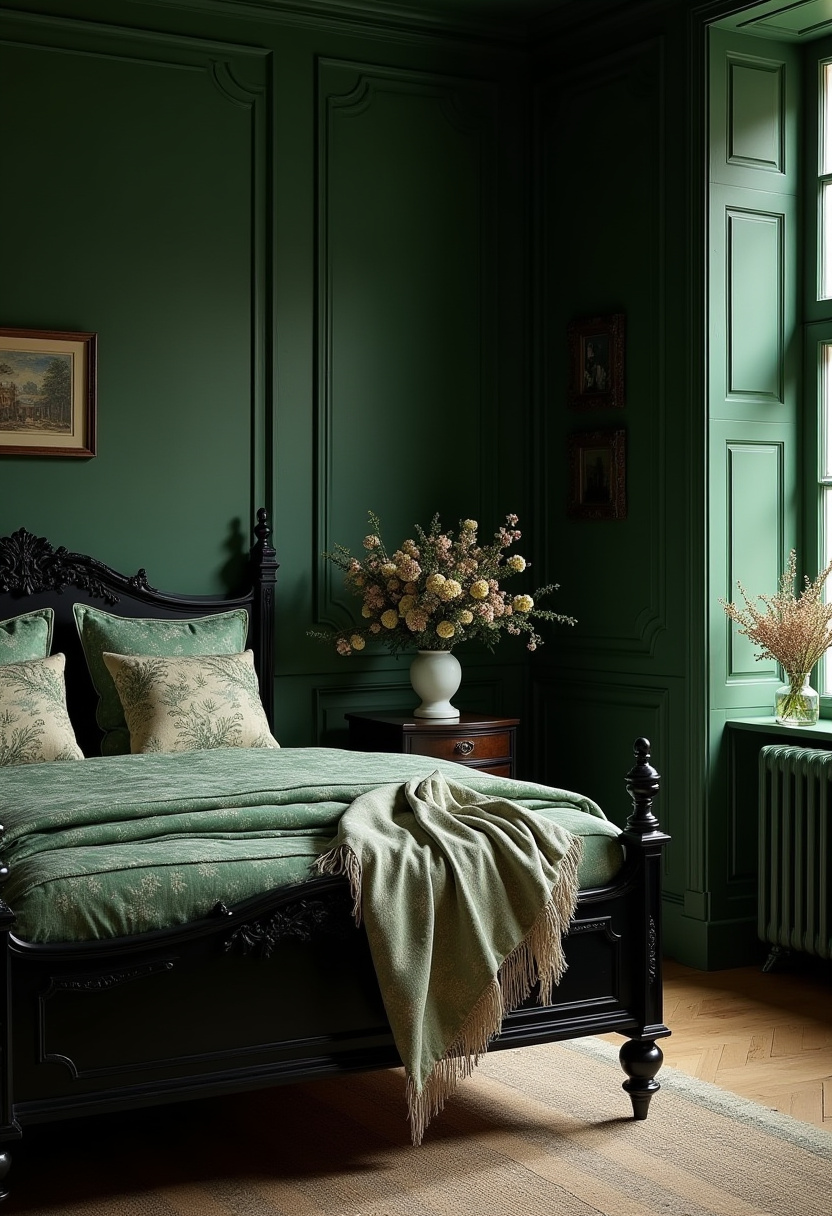 Dark Green And Black Bedroom 23