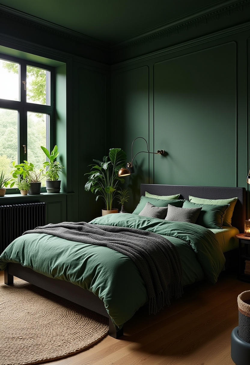 Dark Green And Black Bedroom 24