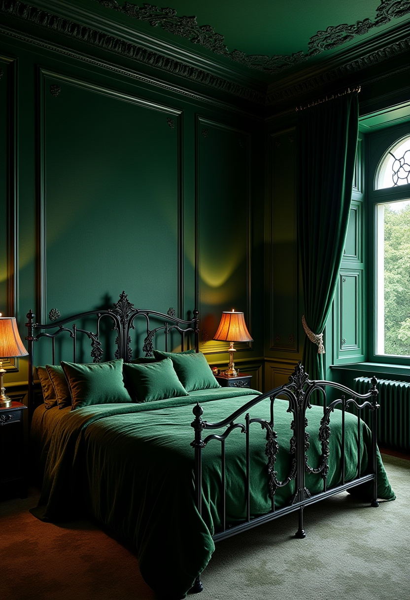 Dark Green And Black Bedroom 25