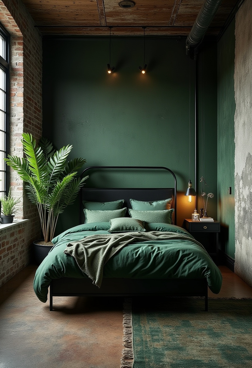 Dark Green And Black Bedroom 28