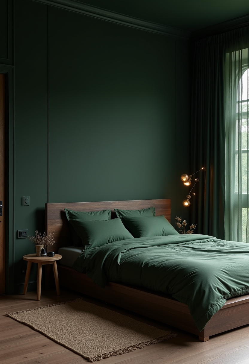 Dark Green And Black Bedroom 29