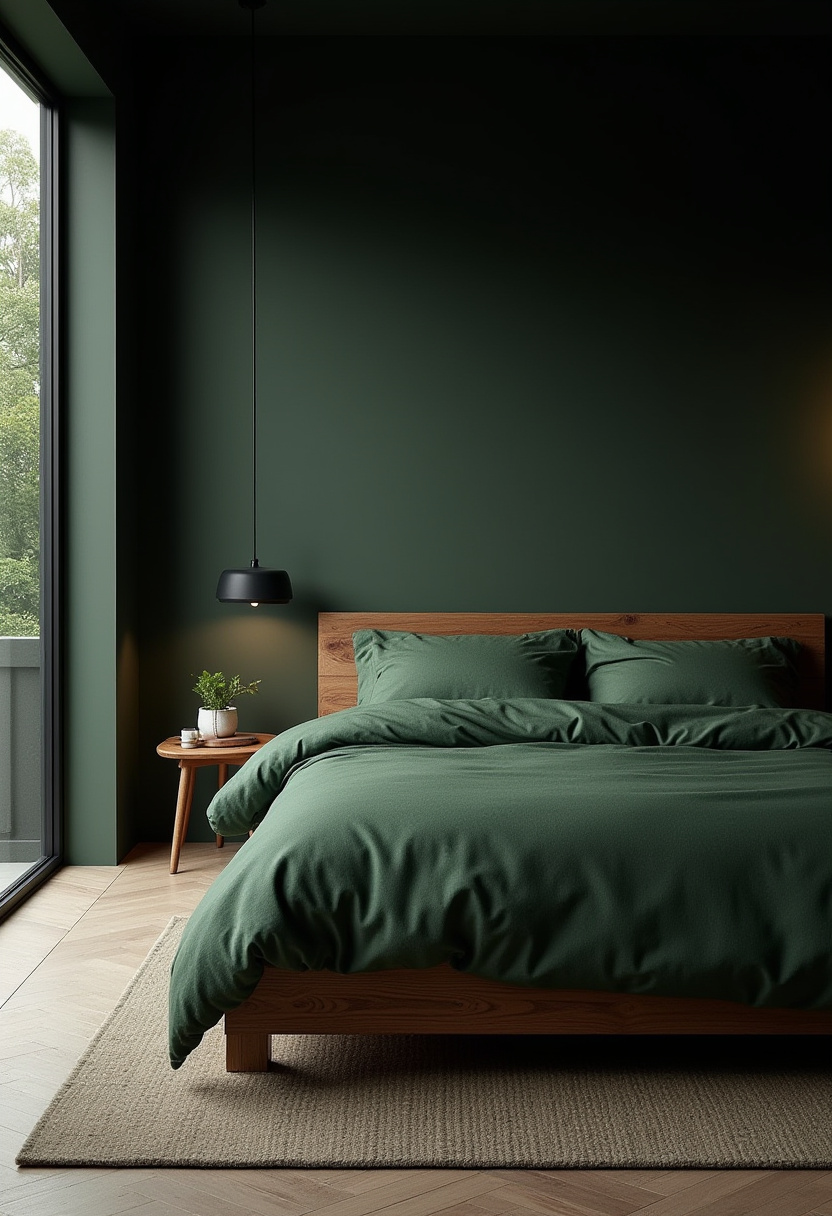 Dark Green And Black Bedroom 3