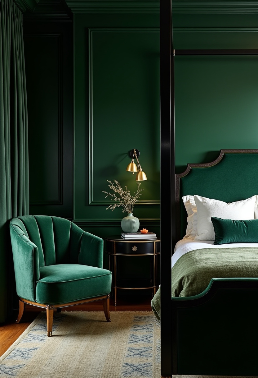 Dark Green And Black Bedroom 30