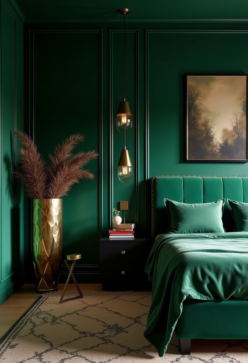 Dark Green And Black Bedroom 4