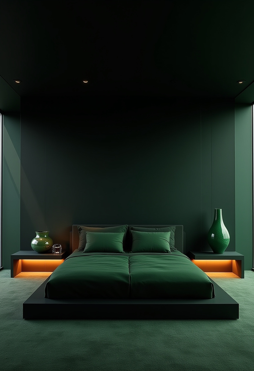 Dark Green And Black Bedroom 6