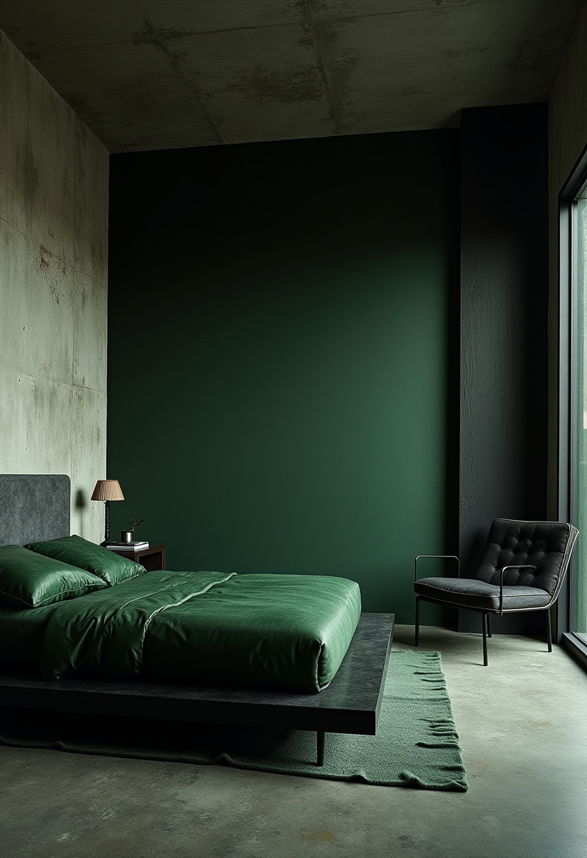 Dark Green And Black Bedroom 9