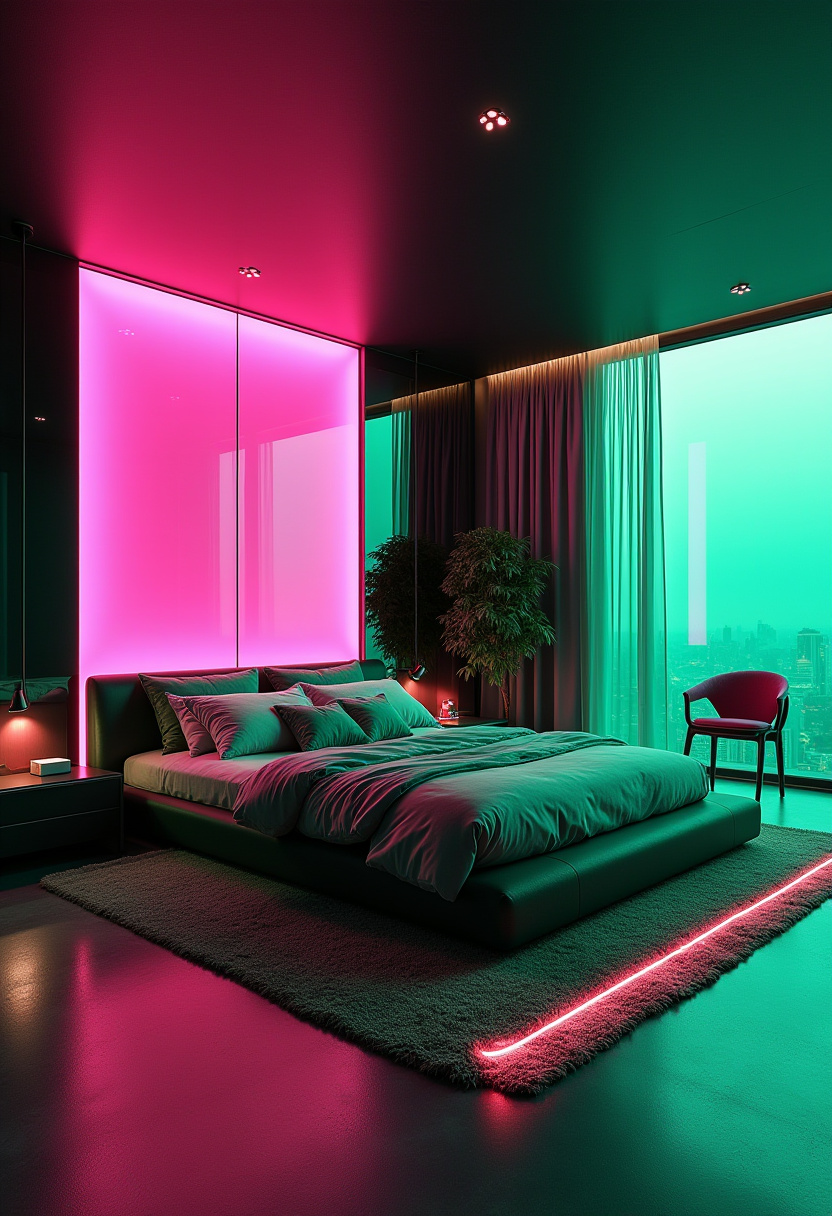 Dark Green And Pink Bedroom 17