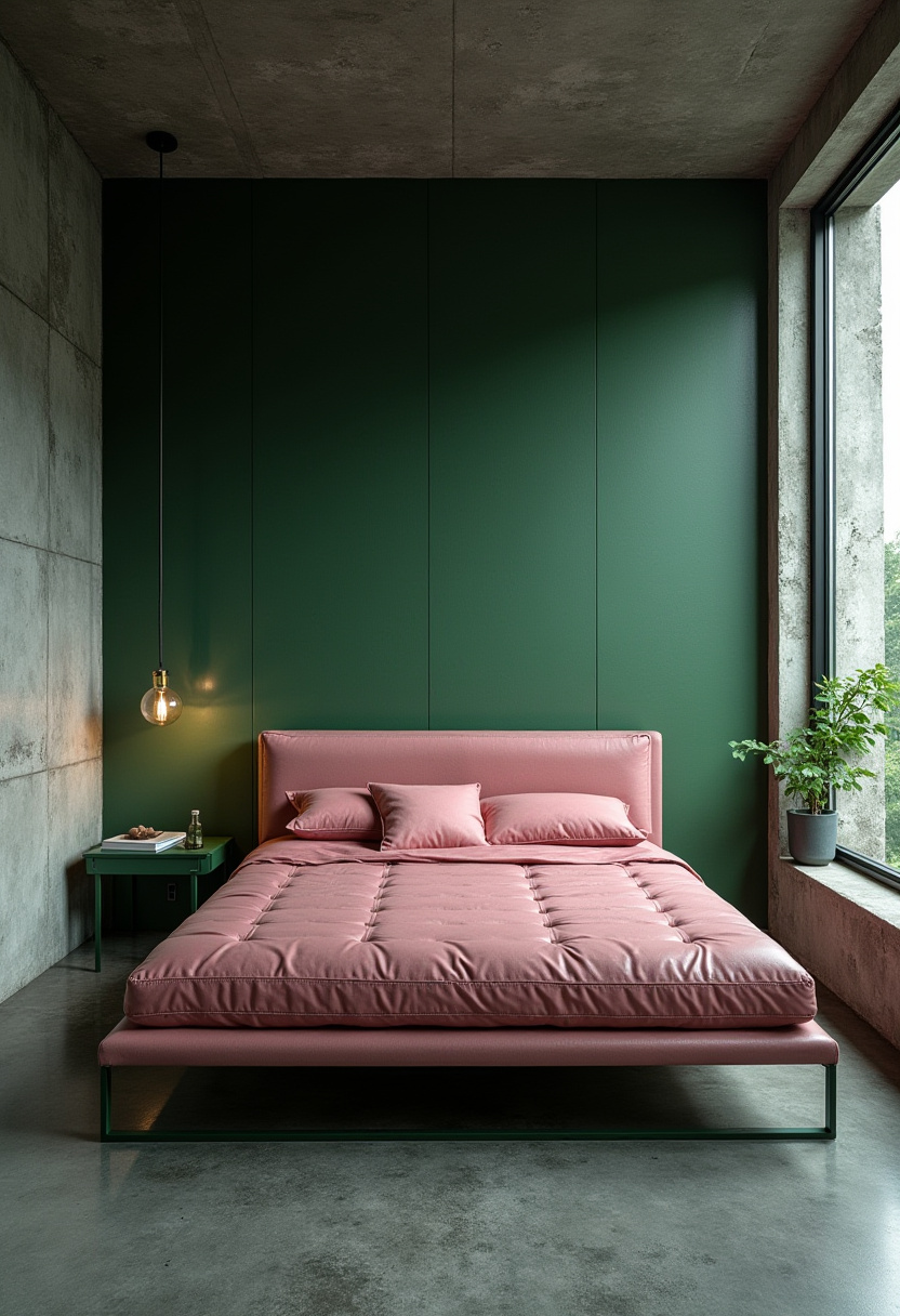 Dark Green And Pink Bedroom 19