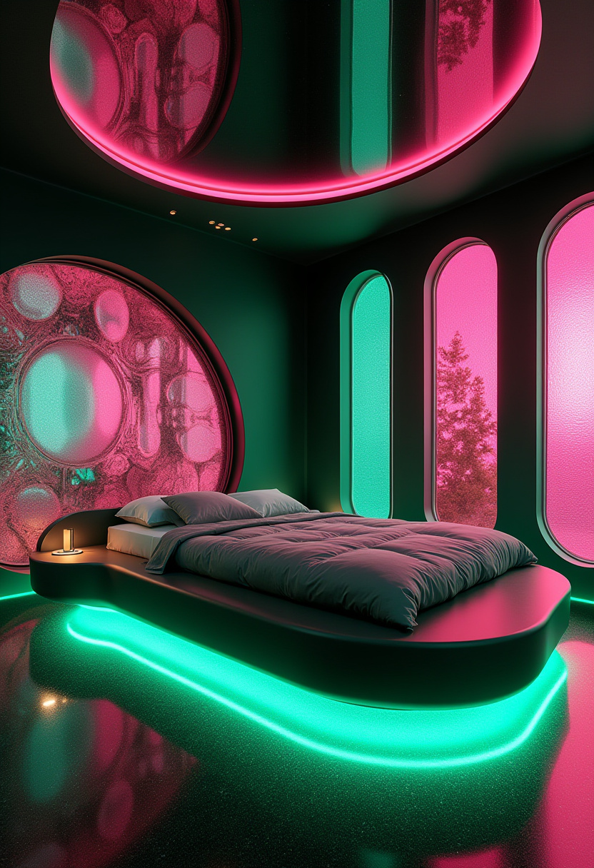 Dark Green And Pink Bedroom 23