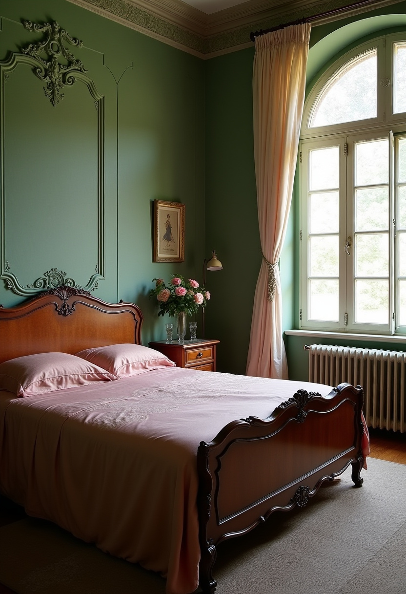 Dark Green And Pink Bedroom 5