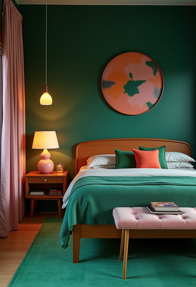 Dark Green And Pink Bedroom 6