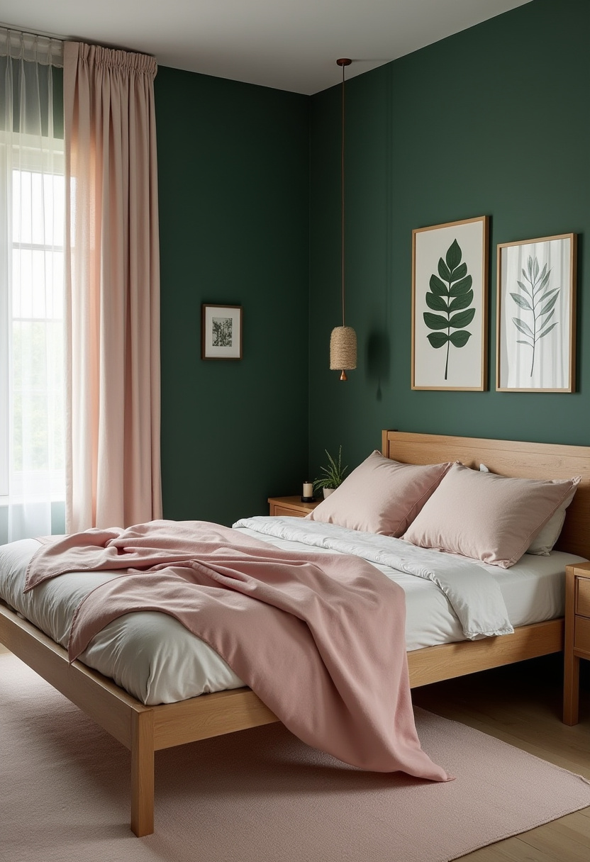 Dark Green And Pink Bedroom 8