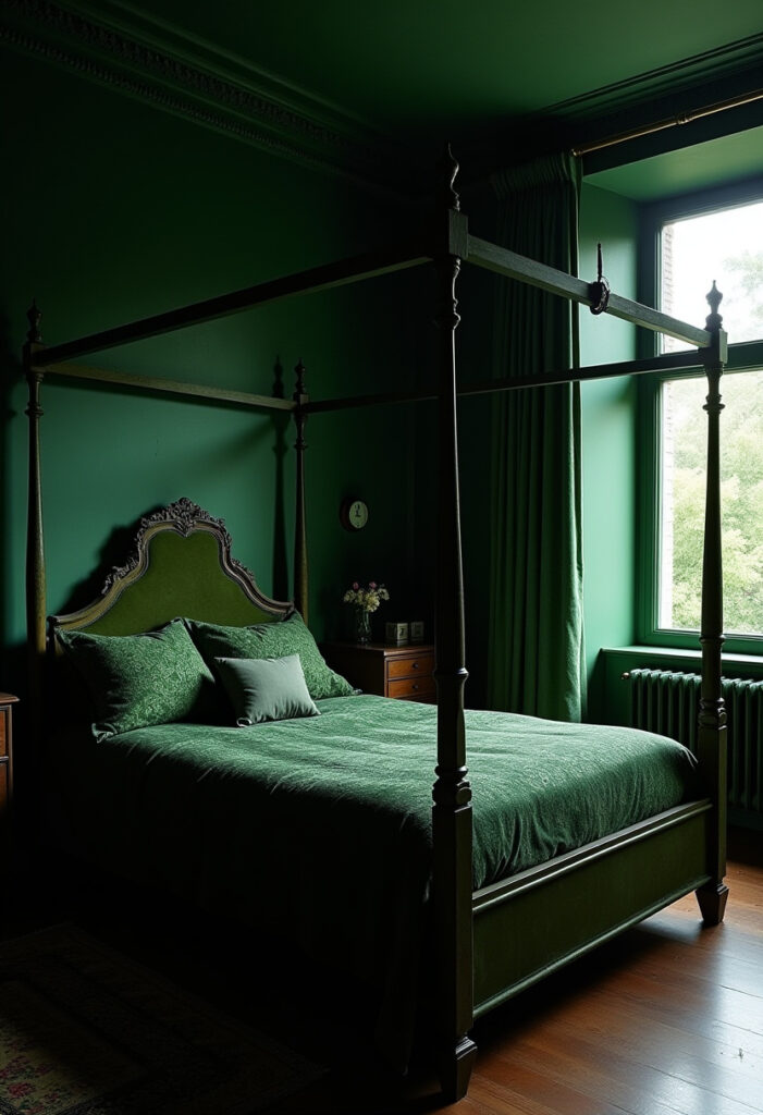 Dark Green Moody Bedroom 1