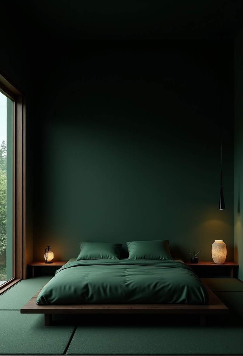 Dark Green Moody Bedroom 10