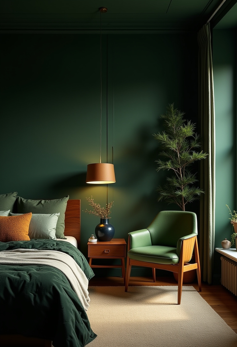 Dark Green Moody Bedroom 13