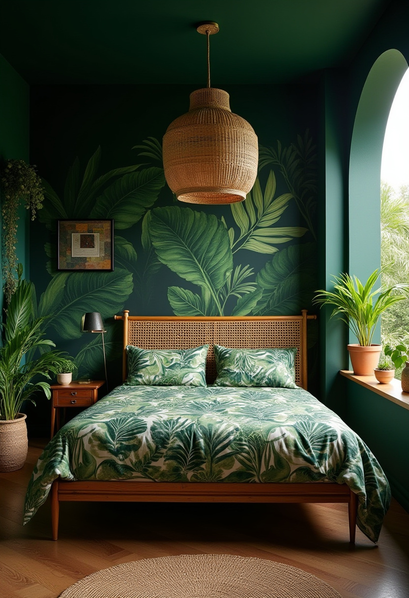 Dark Green Moody Bedroom 14