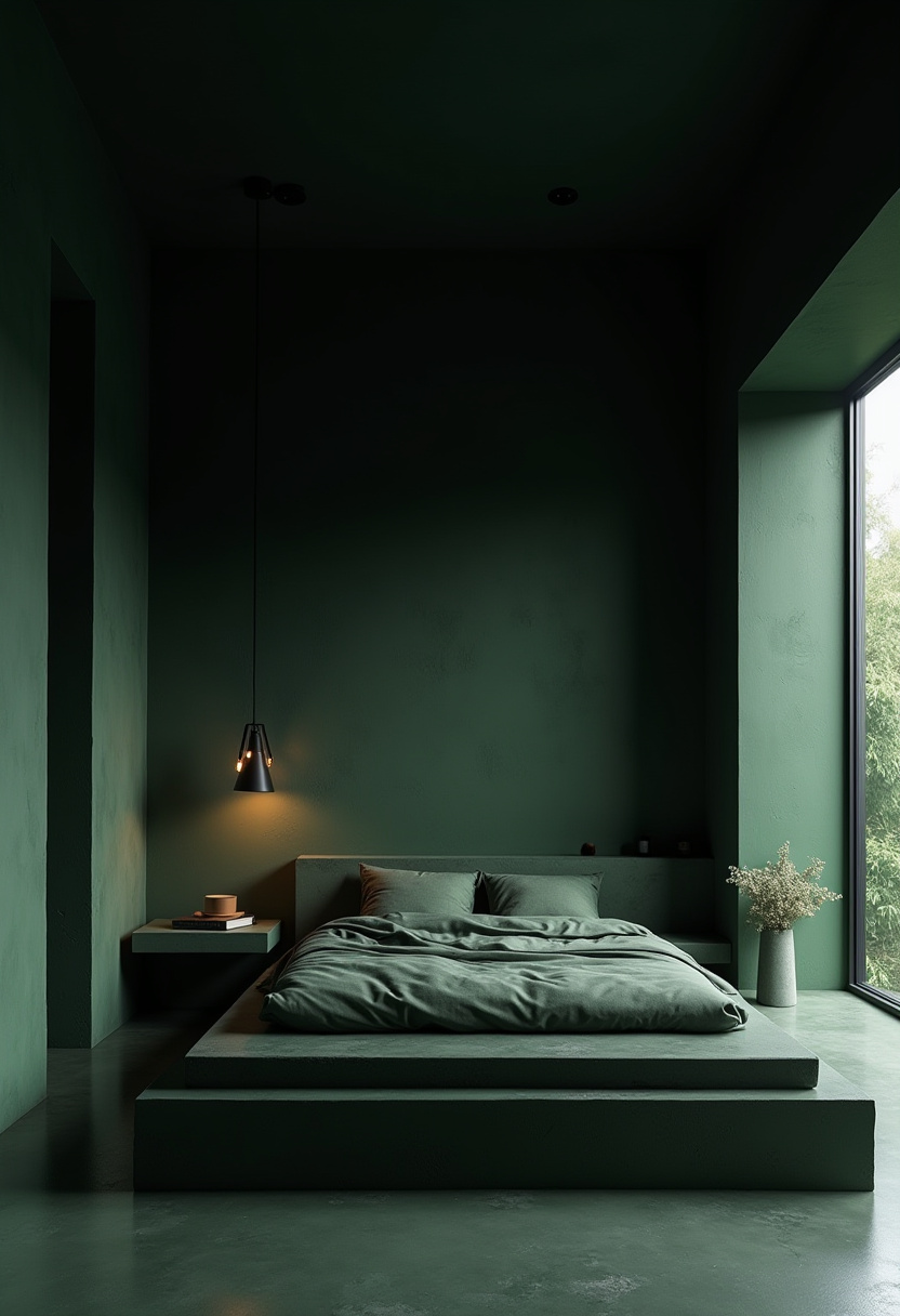 Dark Green Moody Bedroom 15