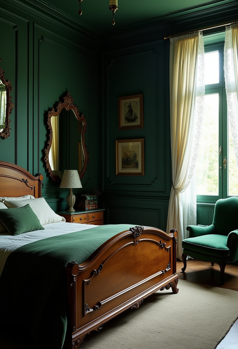 Dark Green Moody Bedroom 16