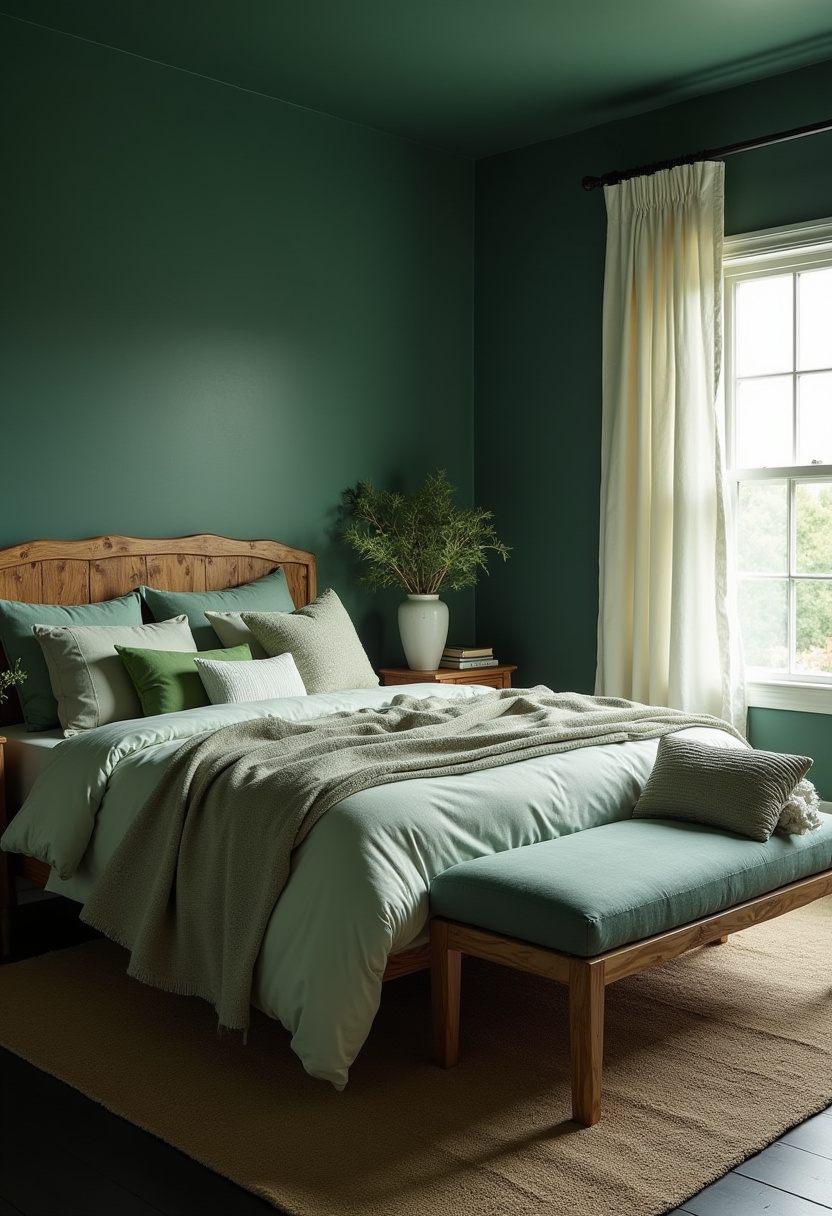 Dark Green Moody Bedroom 19