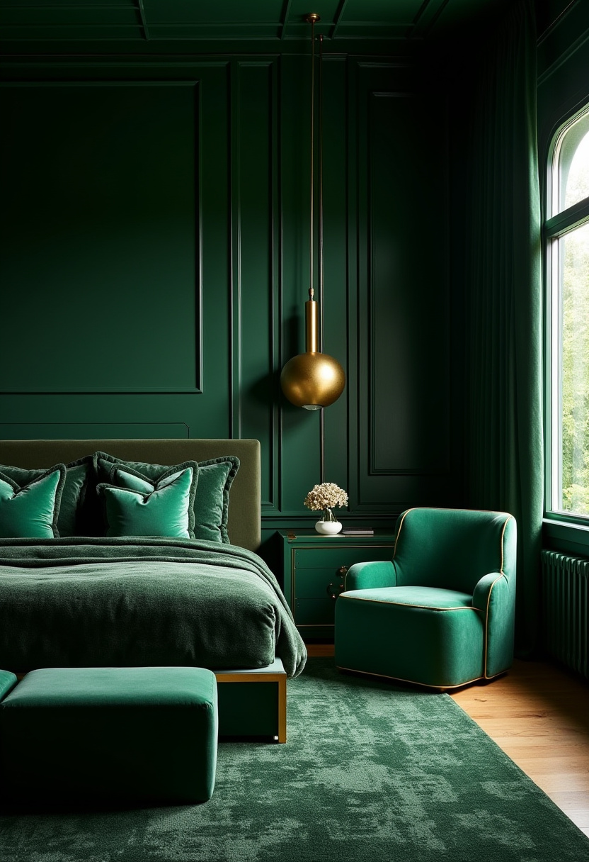 Dark Green Moody Bedroom 20