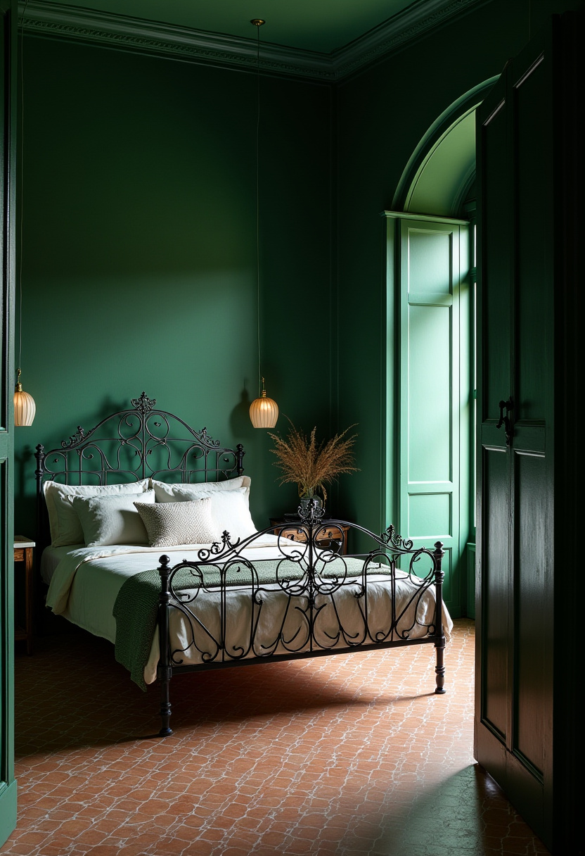 Dark Green Moody Bedroom 24