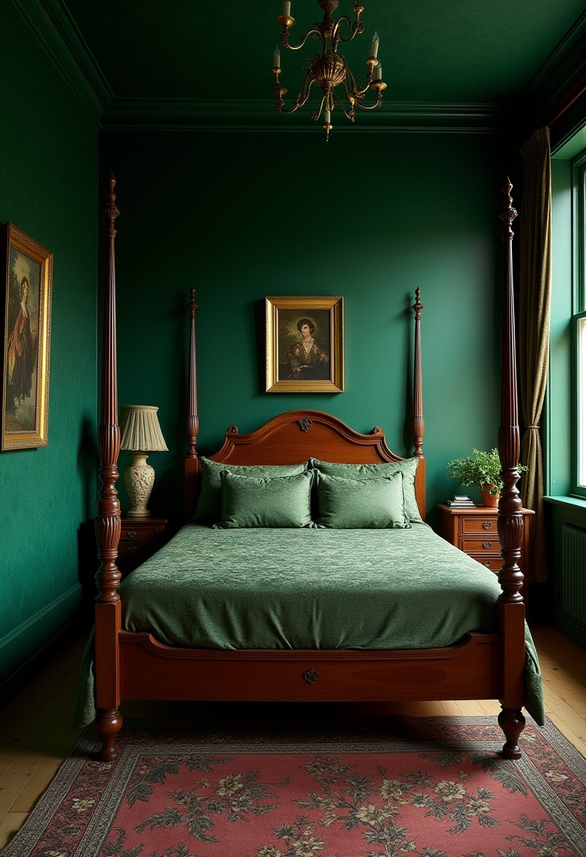 Dark Green Moody Bedroom 26