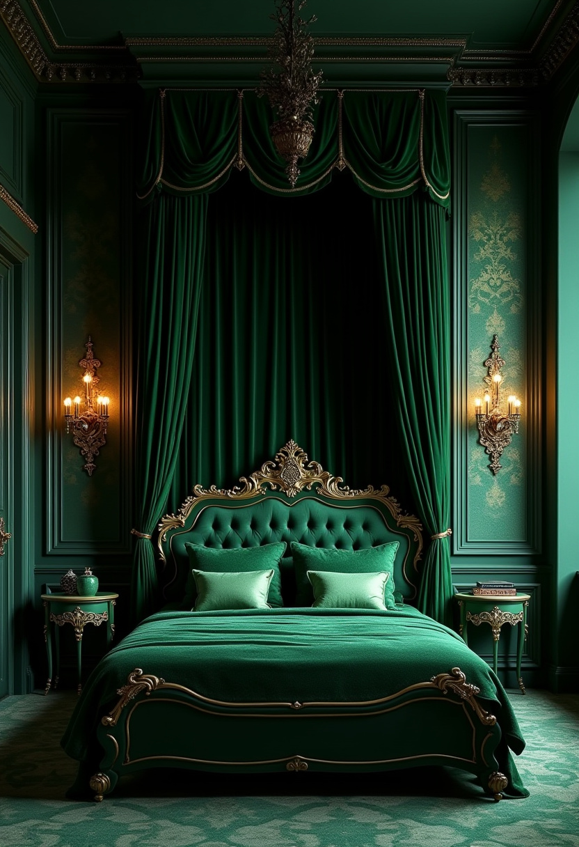 Dark Green Moody Bedroom 28