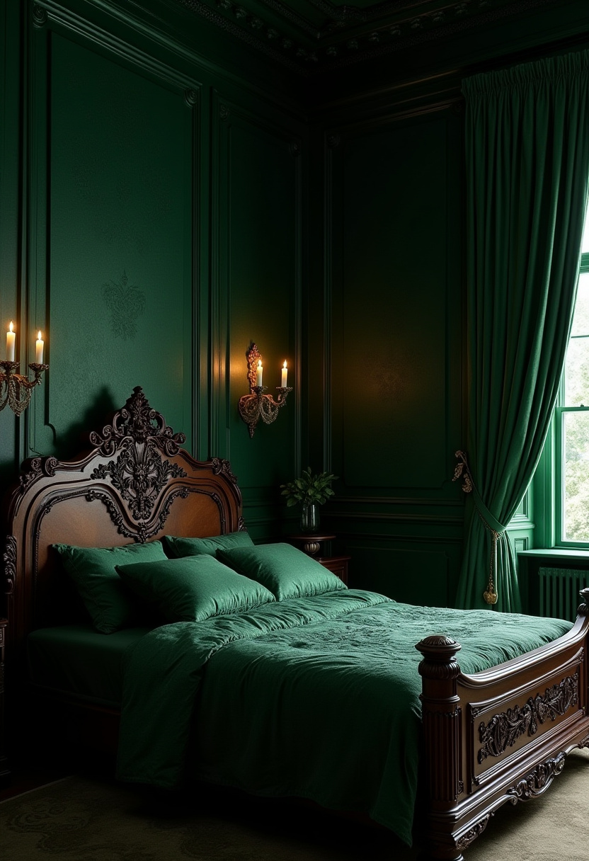 Dark Green Moody Bedroom 4