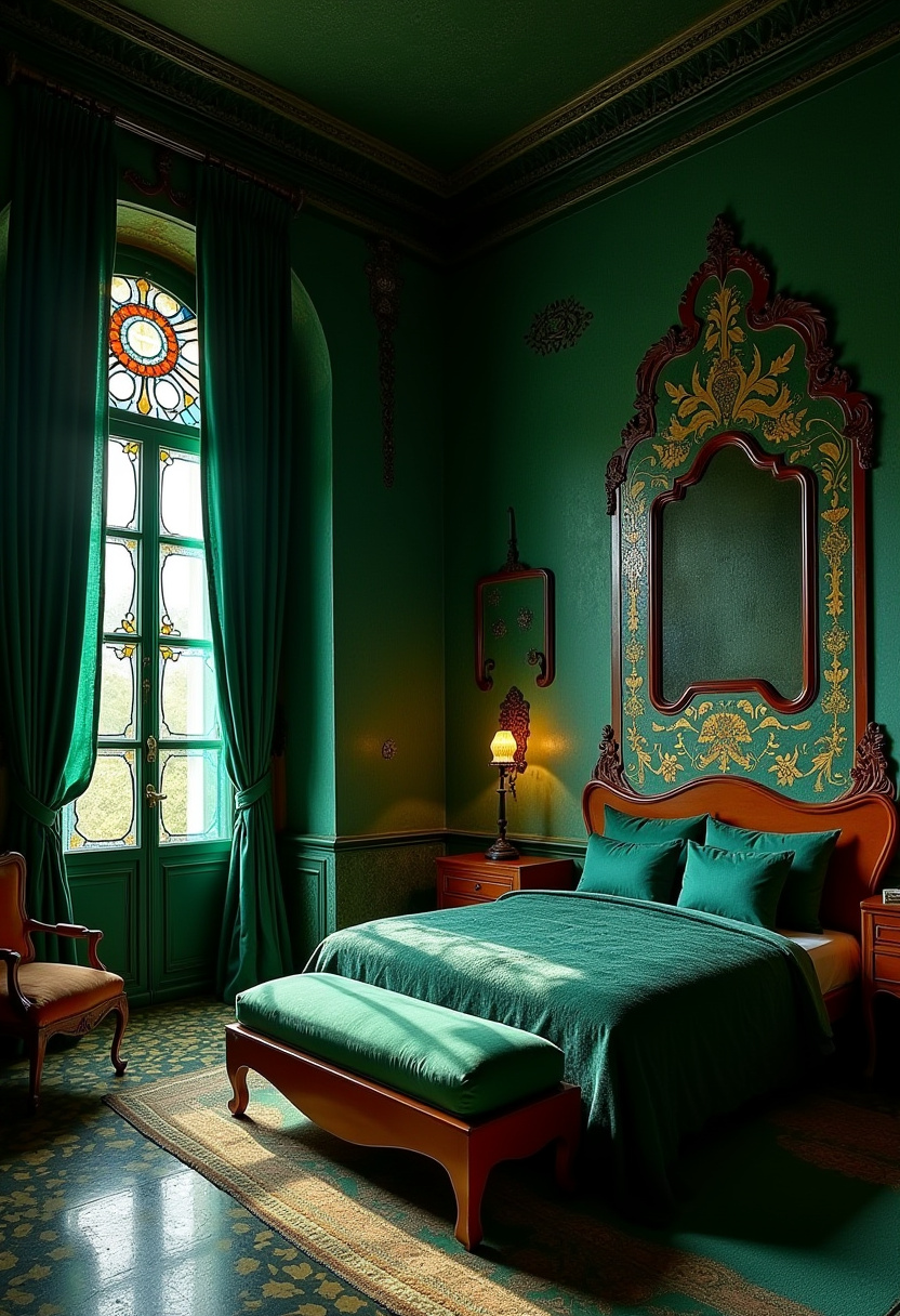 Dark Green Moody Bedroom 6