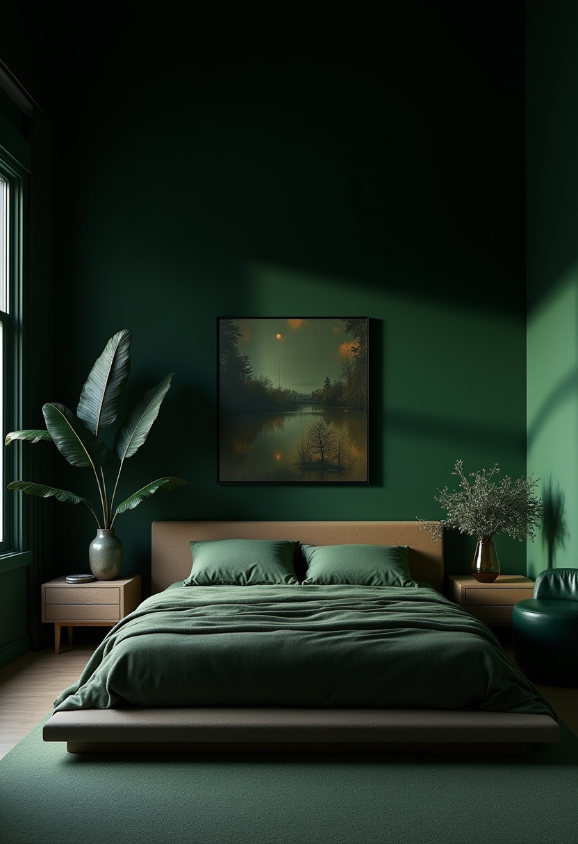 Dark Green Moody Bedroom 9