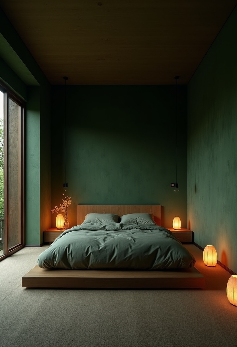 Dark Green Walls Bedroom 11