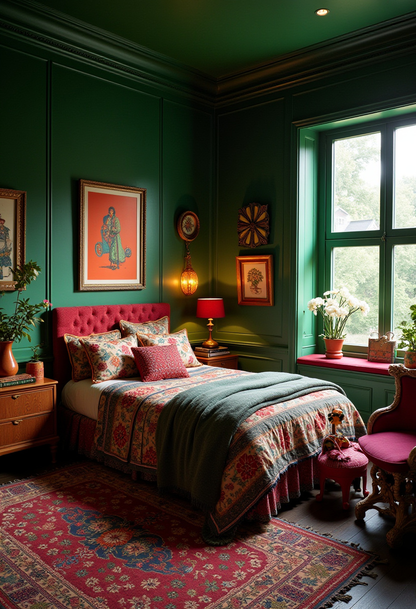 Dark Green Walls Bedroom 15