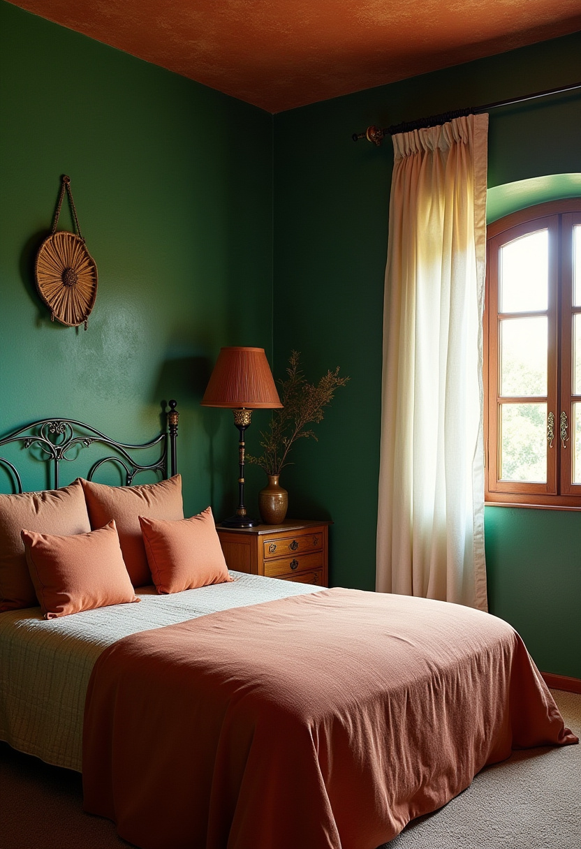 Dark Green Walls Bedroom 17